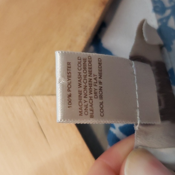 Loft Gray Blue Tie Hem Blouse Floral Small - Picture 7 of 7